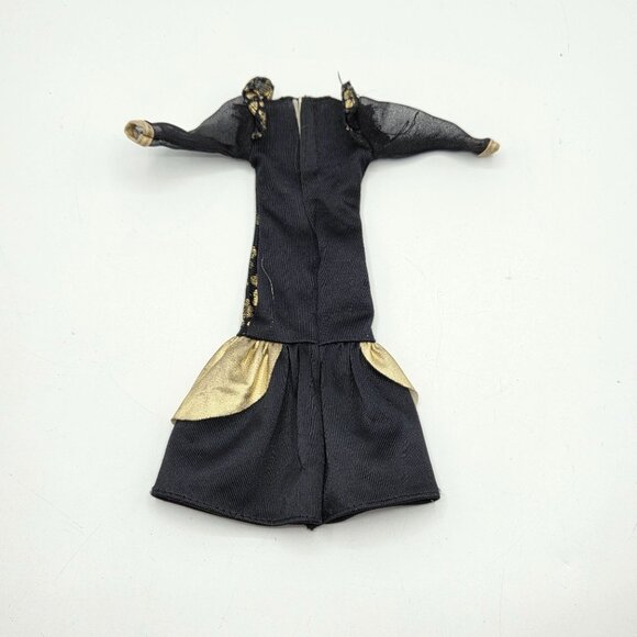 Barbie Black & Gold Dressy Gown By Lucky Inc. Vintage Elegant Design With Gold A - Picture 4 of 6